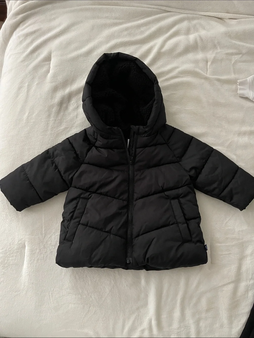 GAP Baby Black Quilted Hooded Jacket